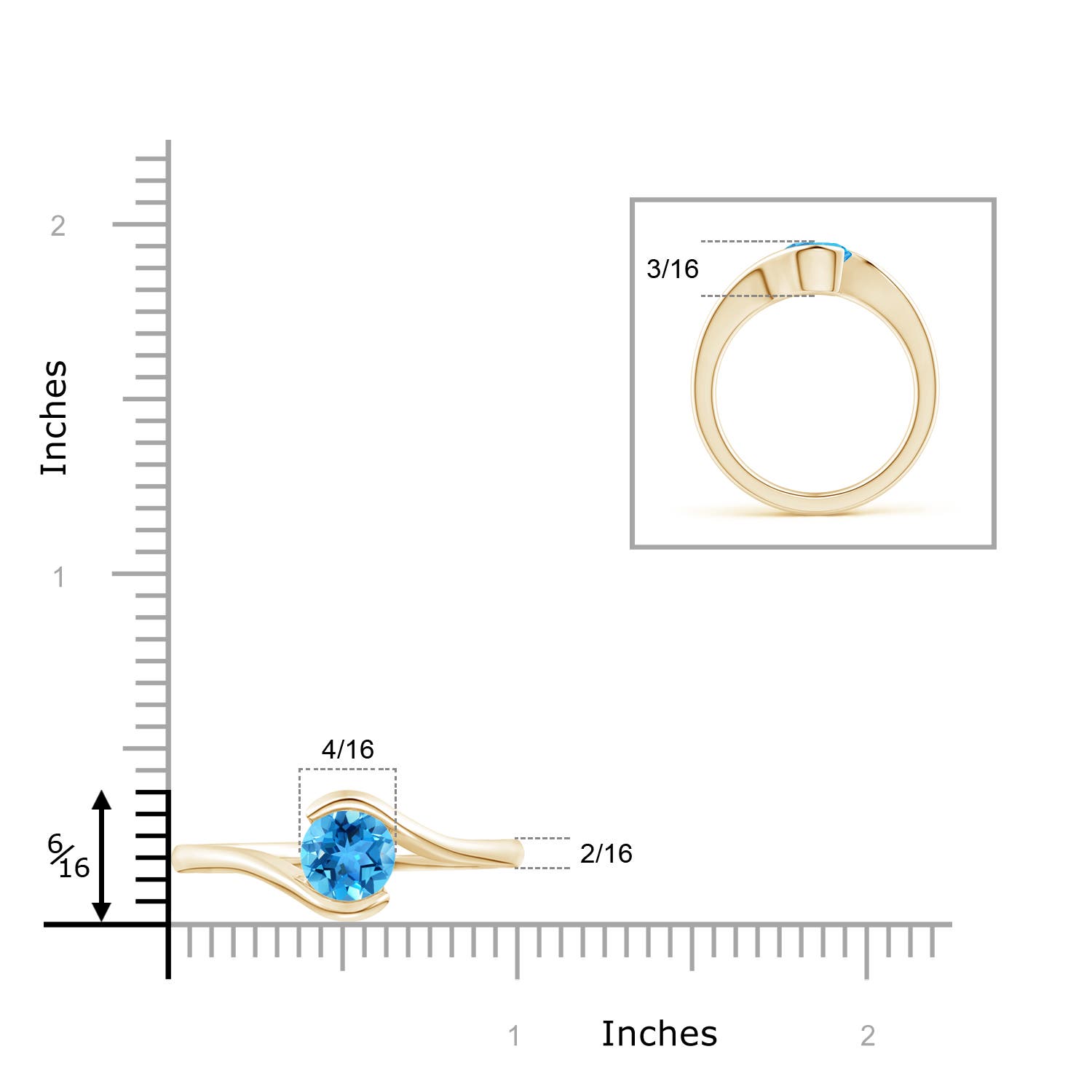 AAA - Swiss Blue Topaz / 1.55 CT / 14 KT Yellow Gold