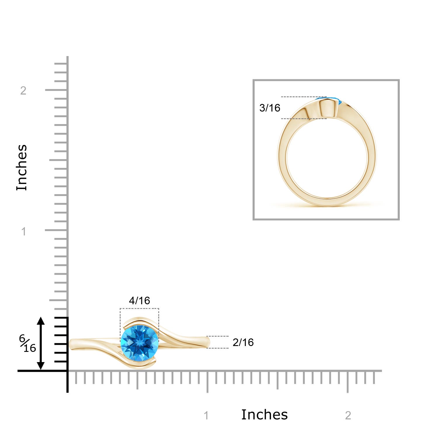 AAAA - Swiss Blue Topaz / 1.55 CT / 14 KT Yellow Gold