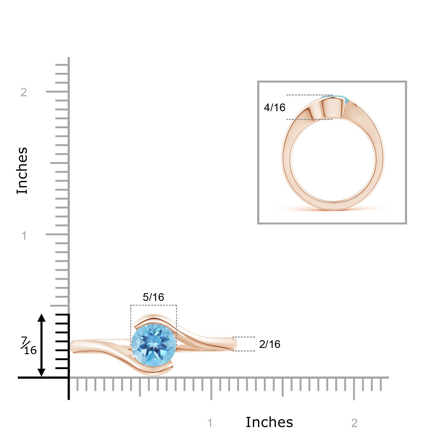 A - Swiss Blue Topaz / 2.35 CT / 14 KT Rose Gold