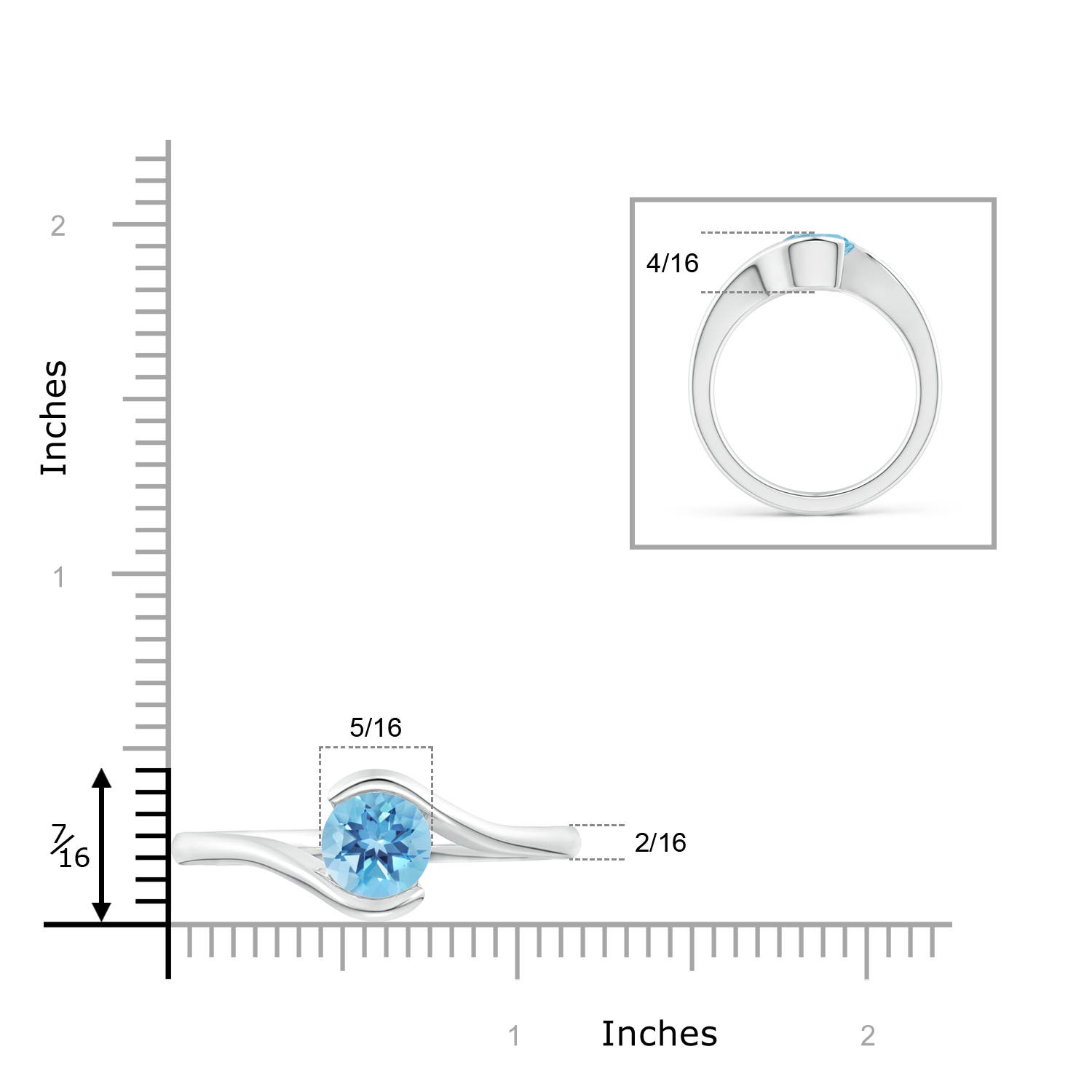 A - Swiss Blue Topaz / 2.35 CT / 14 KT White Gold