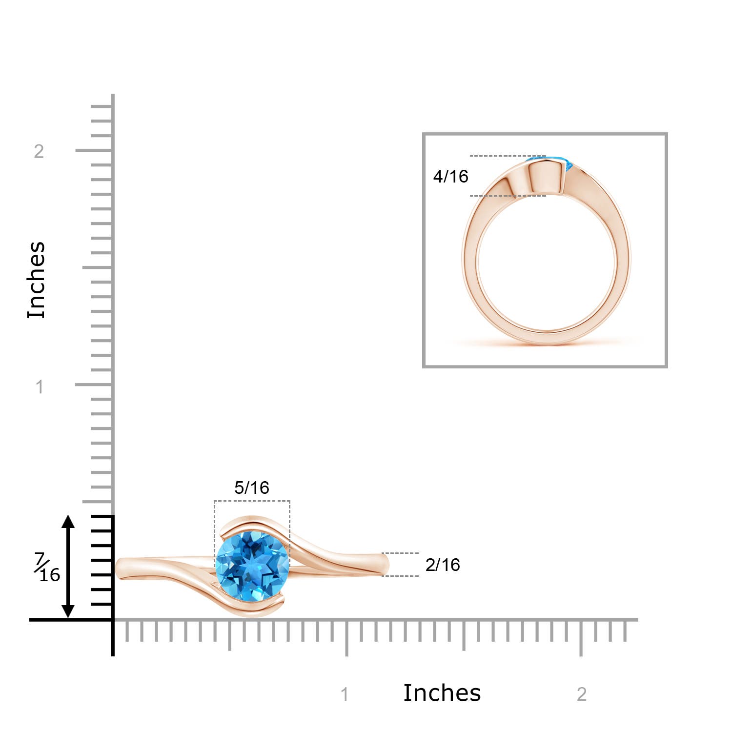 AAA - Swiss Blue Topaz / 2.35 CT / 14 KT Rose Gold