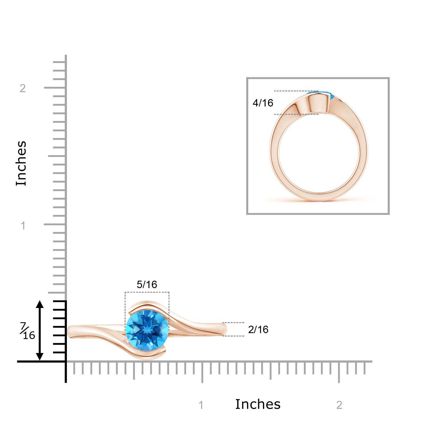 AAAA - Swiss Blue Topaz / 2.35 CT / 14 KT Rose Gold