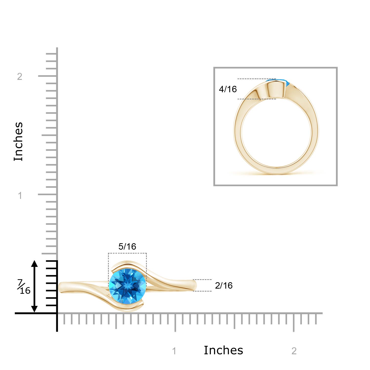 AAAA - Swiss Blue Topaz / 2.35 CT / 14 KT Yellow Gold