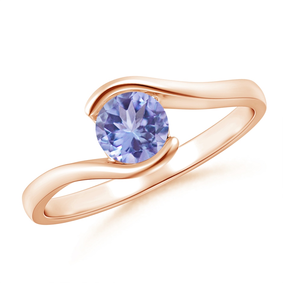 5mm A Semi Bezel-Set Solitaire Round Tanzanite Bypass Ring in Rose Gold 