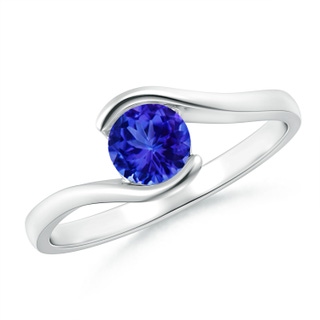 5mm AAA Semi Bezel-Set Solitaire Round Tanzanite Bypass Ring in White Gold