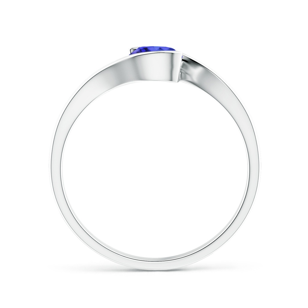 5mm AAAA Semi Bezel-Set Solitaire Round Tanzanite Bypass Ring in P950 Platinum Side 1