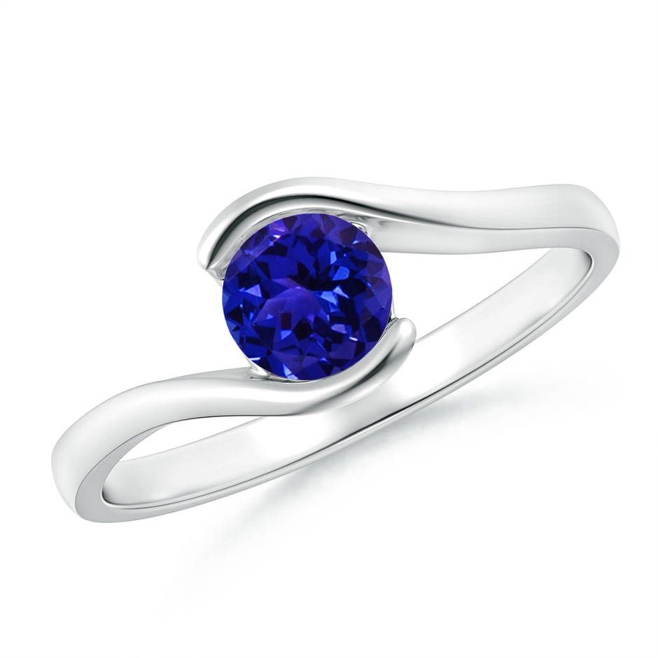 5mm AAAA Semi Bezel-Set Solitaire Round Tanzanite Bypass Ring in White Gold 