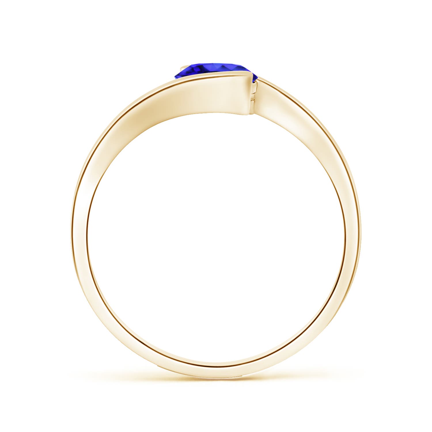 6mm AAA Semi Bezel-Set Solitaire Round Tanzanite Bypass Ring in Yellow Gold - side 3