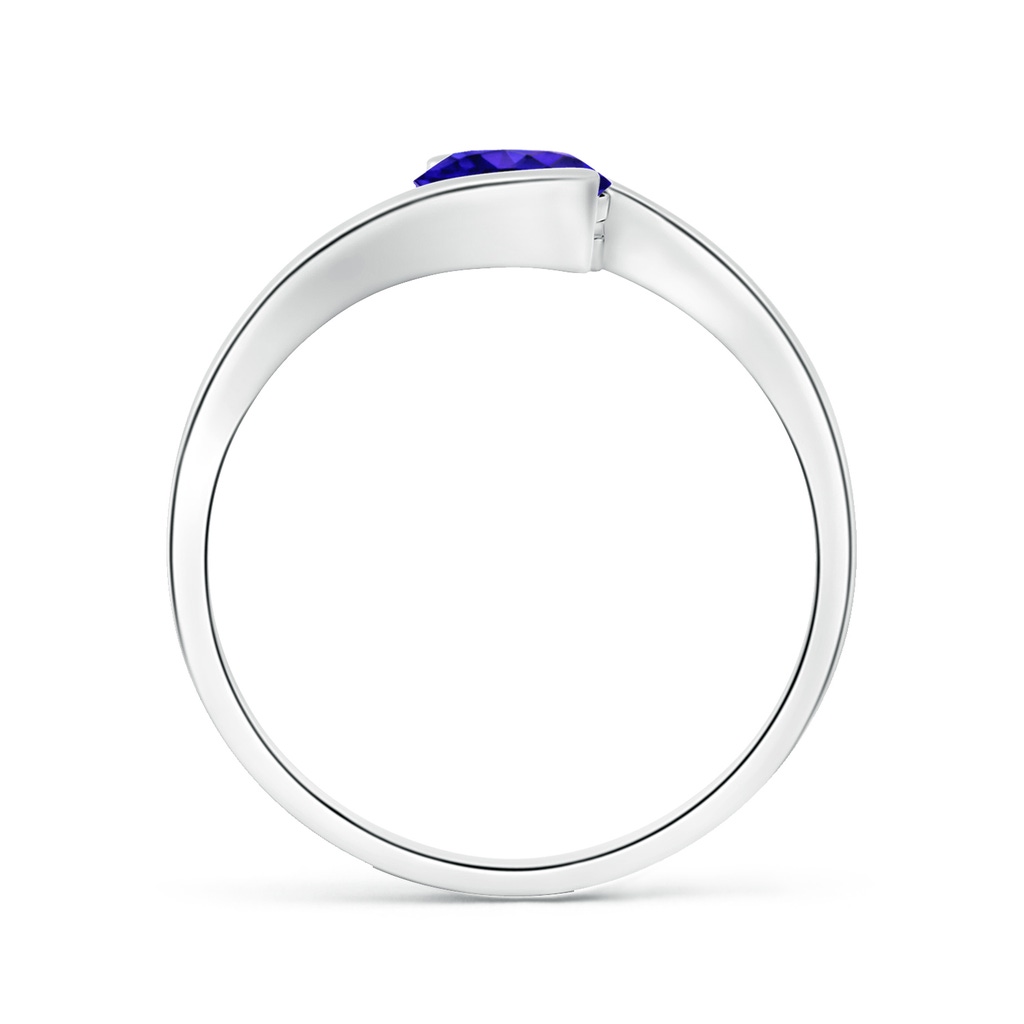 6mm AAAA Semi Bezel-Set Solitaire Round Tanzanite Bypass Ring in P950 Platinum Side 1