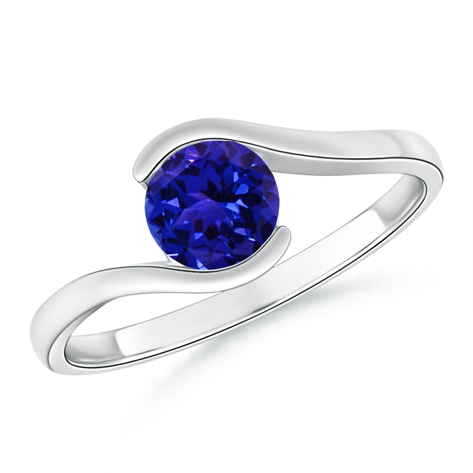 6mm AAAA Semi Bezel-Set Solitaire Round Tanzanite Bypass Ring in White Gold 