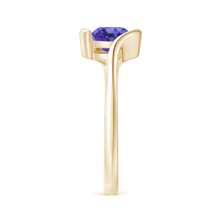 7mm AA Semi Bezel-Set Solitaire Round Tanzanite Bypass Ring in Yellow Gold side 299