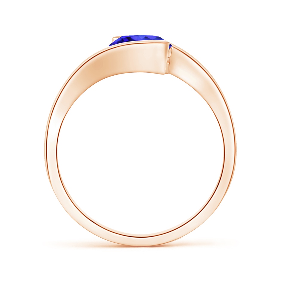 7mm AAA Semi Bezel-Set Solitaire Round Tanzanite Bypass Ring in Rose Gold side 199