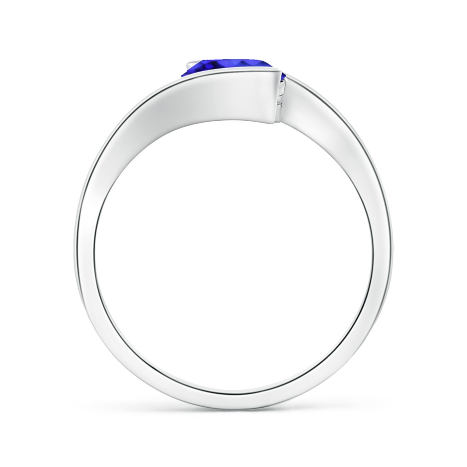 7mm AAA Semi Bezel-Set Solitaire Round Tanzanite Bypass Ring in White Gold side 199