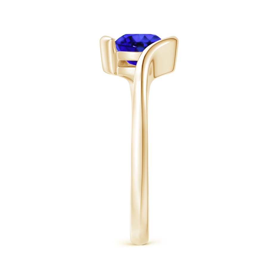 7mm AAA Semi Bezel-Set Solitaire Round Tanzanite Bypass Ring in Yellow Gold side 299