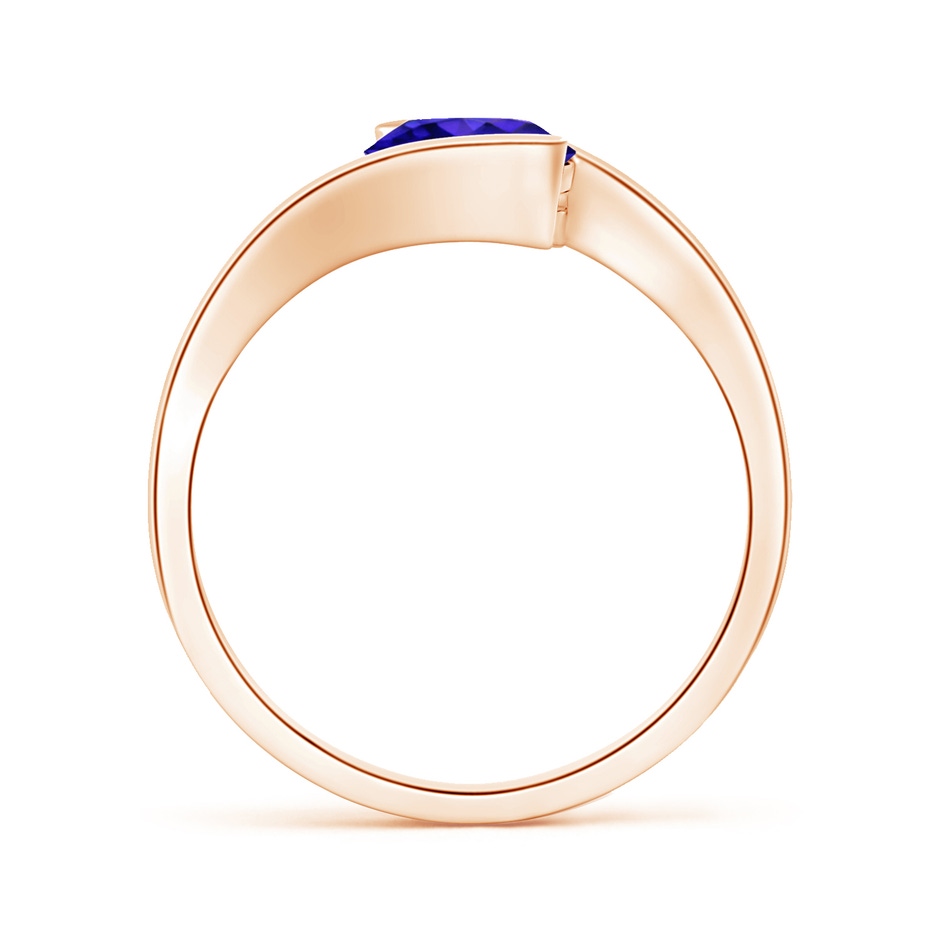 7mm AAAA Semi Bezel-Set Solitaire Round Tanzanite Bypass Ring in Rose Gold side 199