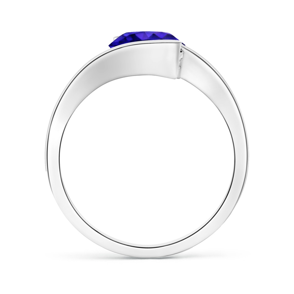 8mm AAAA Semi Bezel-Set Solitaire Round Tanzanite Bypass Ring in P950 Platinum side 199