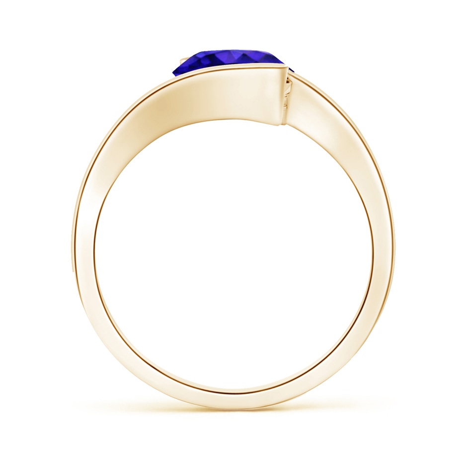 8mm AAAA Semi Bezel-Set Solitaire Round Tanzanite Bypass Ring in Yellow Gold side 199