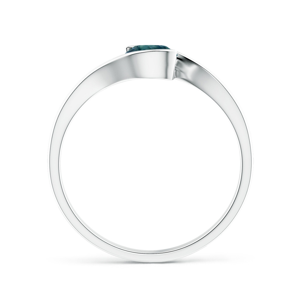 5mm AAA Semi Bezel-Set Solitaire Round Teal Montana Sapphire Bypass Ring in White Gold Side 1