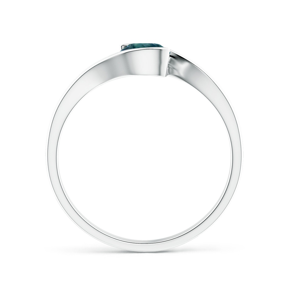 5mm AAA Semi Bezel-Set Solitaire Round Teal Montana Sapphire Bypass Ring in White Gold side 1