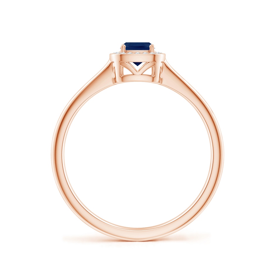 4mm A Cushion Blue Sapphire Ring with Diamond Halo in Rose Gold side 199