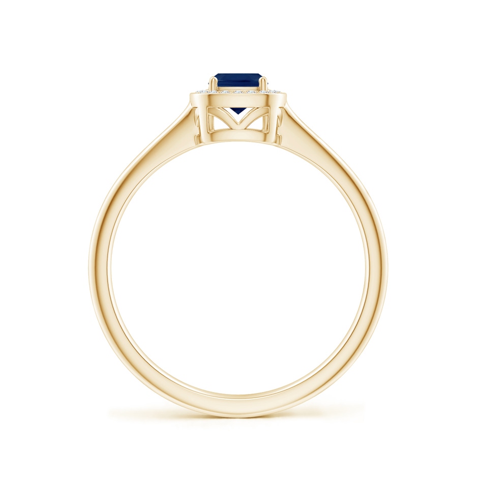 4mm A Cushion Blue Sapphire Ring with Diamond Halo in Yellow Gold side 199