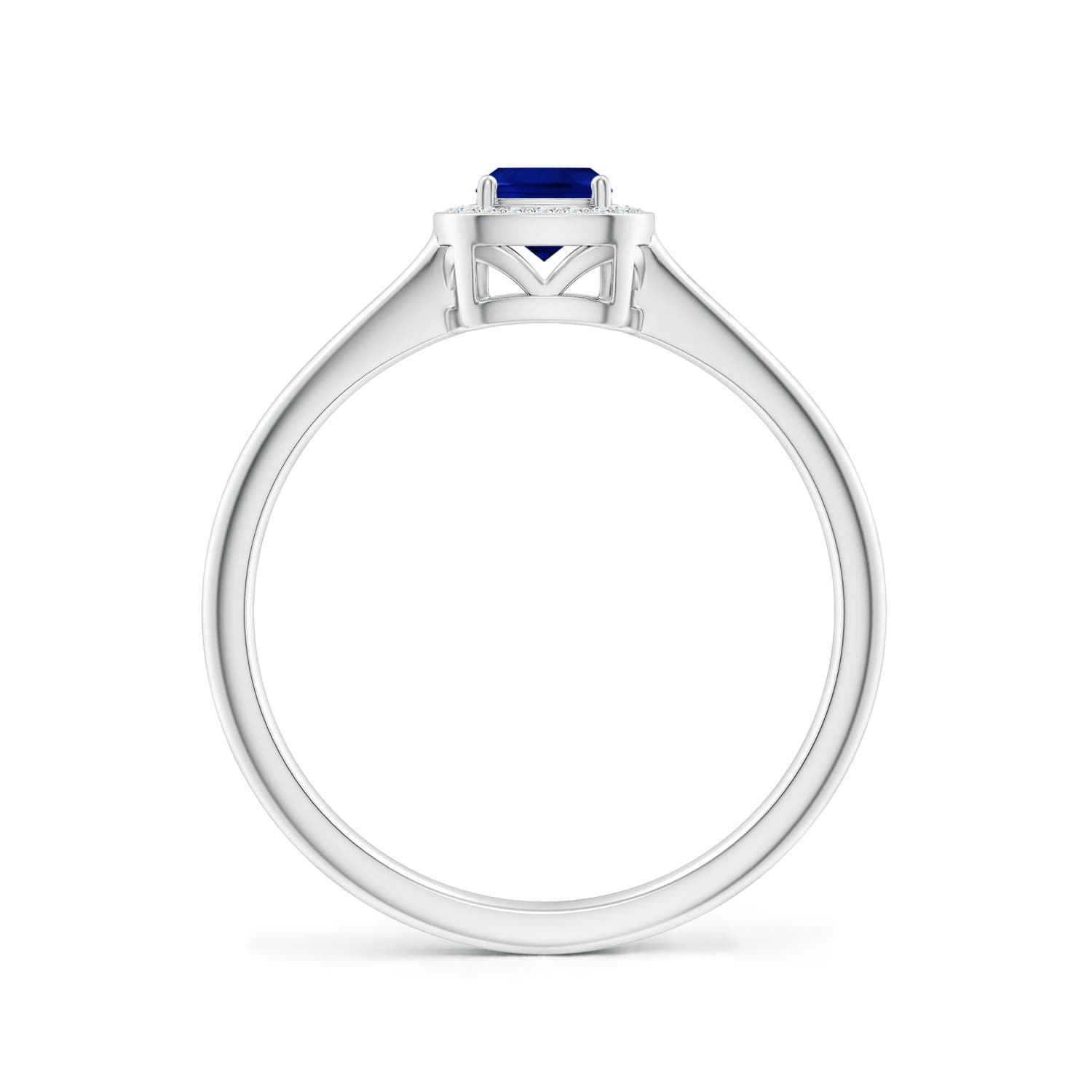 4mm AAAA Cushion Blue Sapphire Ring with Diamond Halo in P950 Platinum