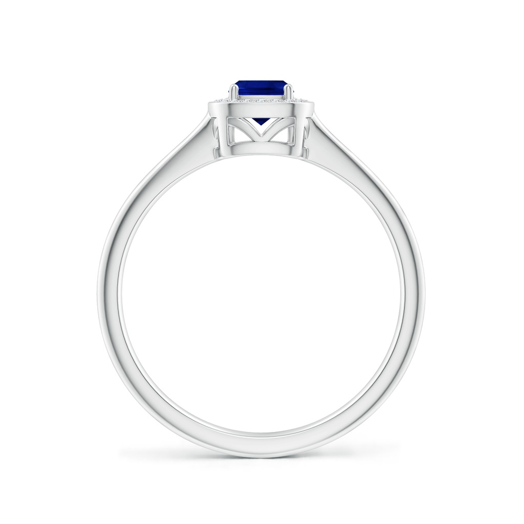 4mm AAAA Cushion Blue Sapphire Ring with Diamond Halo in P950 Platinum - side 199