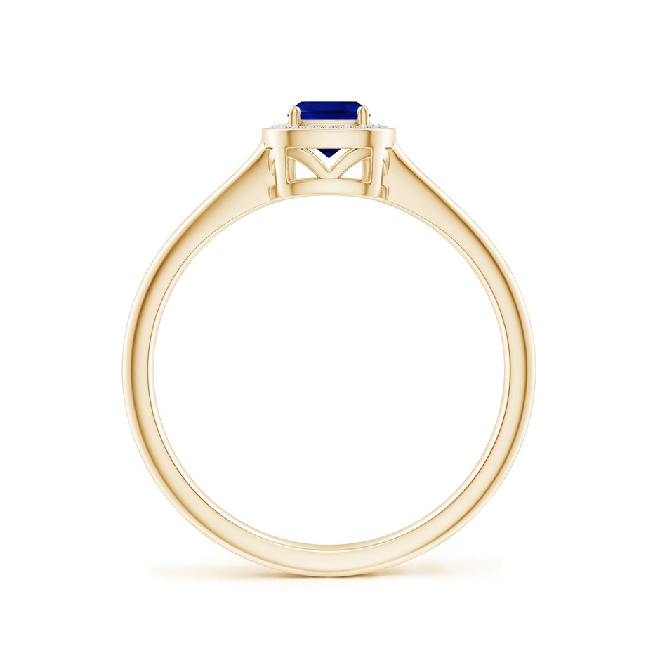 4mm AAAA Cushion Blue Sapphire Ring with Diamond Halo in Yellow Gold side 199