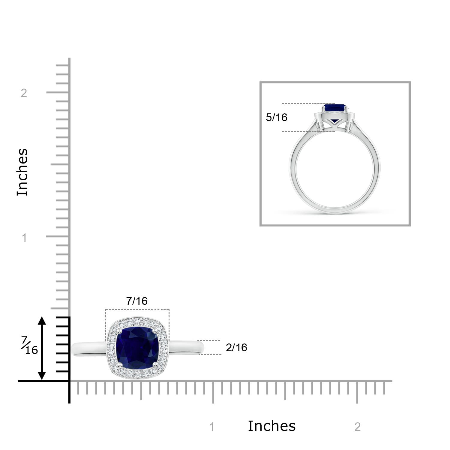 AA - Blue Sapphire / 0.68 CT / 14 KT White Gold