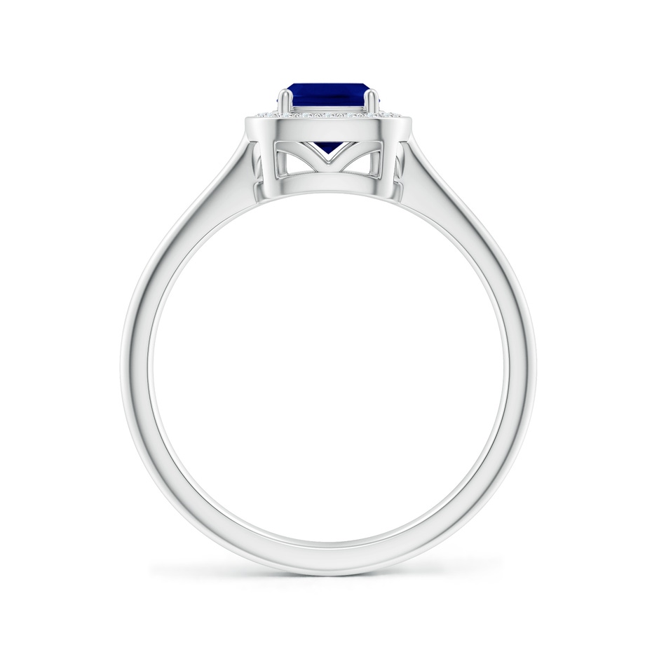 5mm AAA Cushion Blue Sapphire Ring with Diamond Halo in White Gold side 199