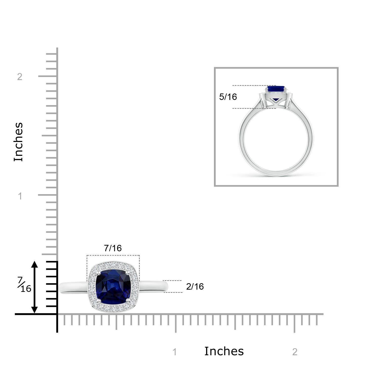 AAA - Blue Sapphire / 0.68 CT / 14 KT White Gold
