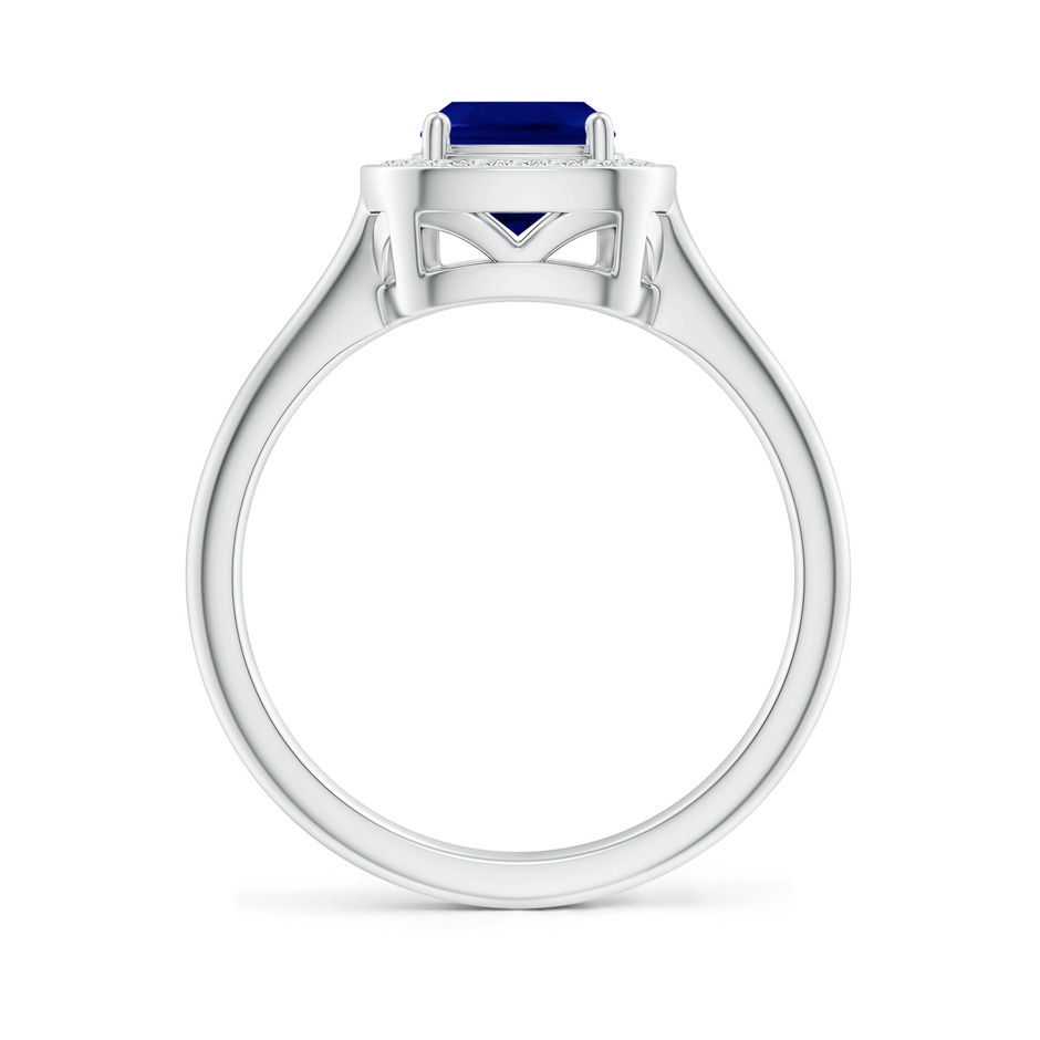 6mm AAA Cushion Blue Sapphire Ring with Diamond Halo in White Gold side 199
