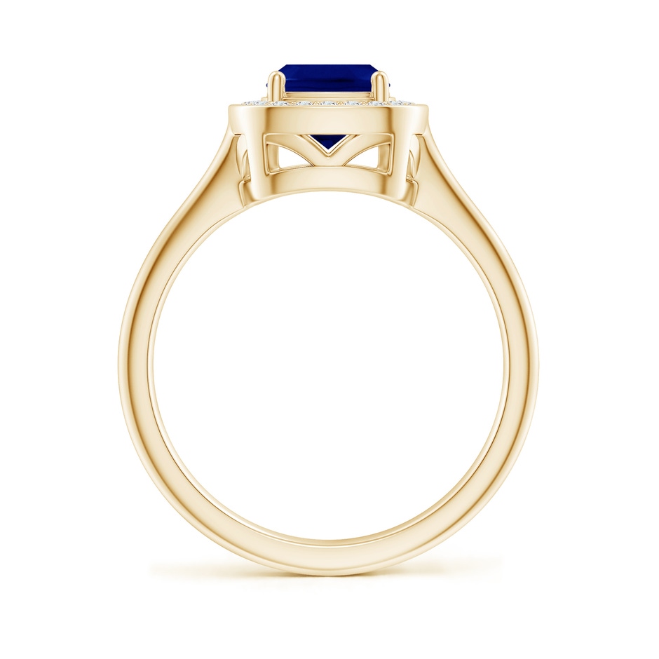 6mm AAA Cushion Blue Sapphire Ring with Diamond Halo in Yellow Gold side 199