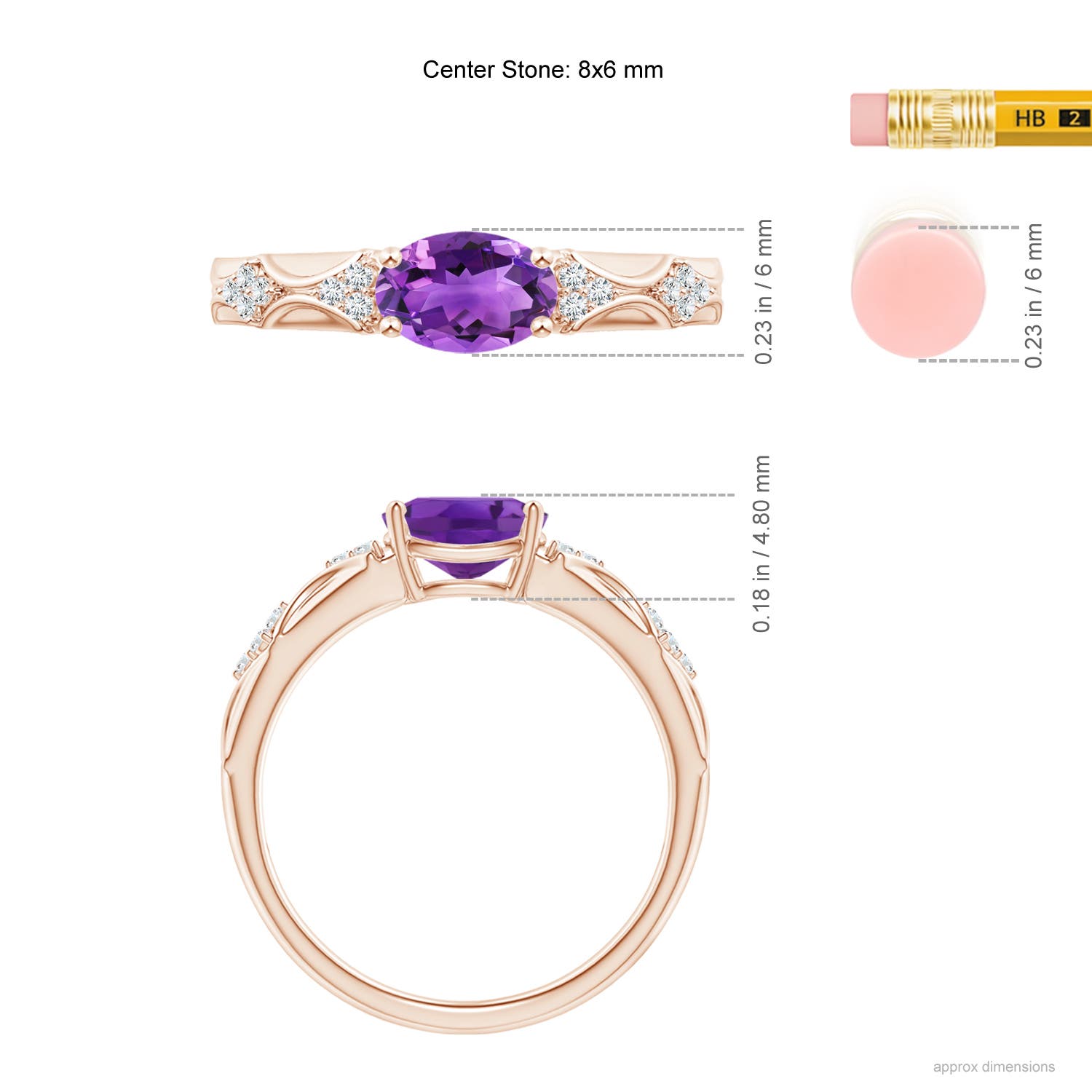 AAA - Amethyst / 1.22 CT / 14 KT Rose Gold