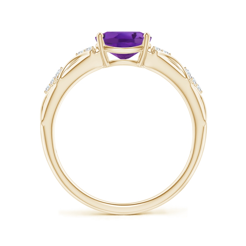 Oval Amethyst Vintage Style Ring with Diamond Accents | Angara