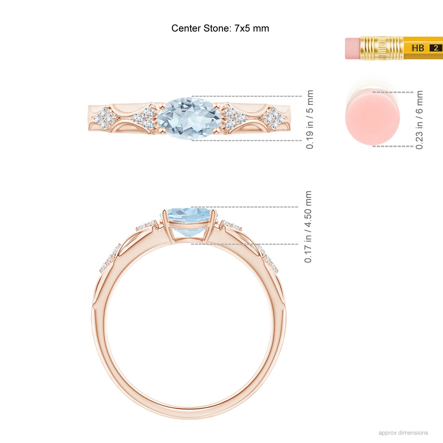 A - Aquamarine / 0.64 CT / 14 KT Rose Gold