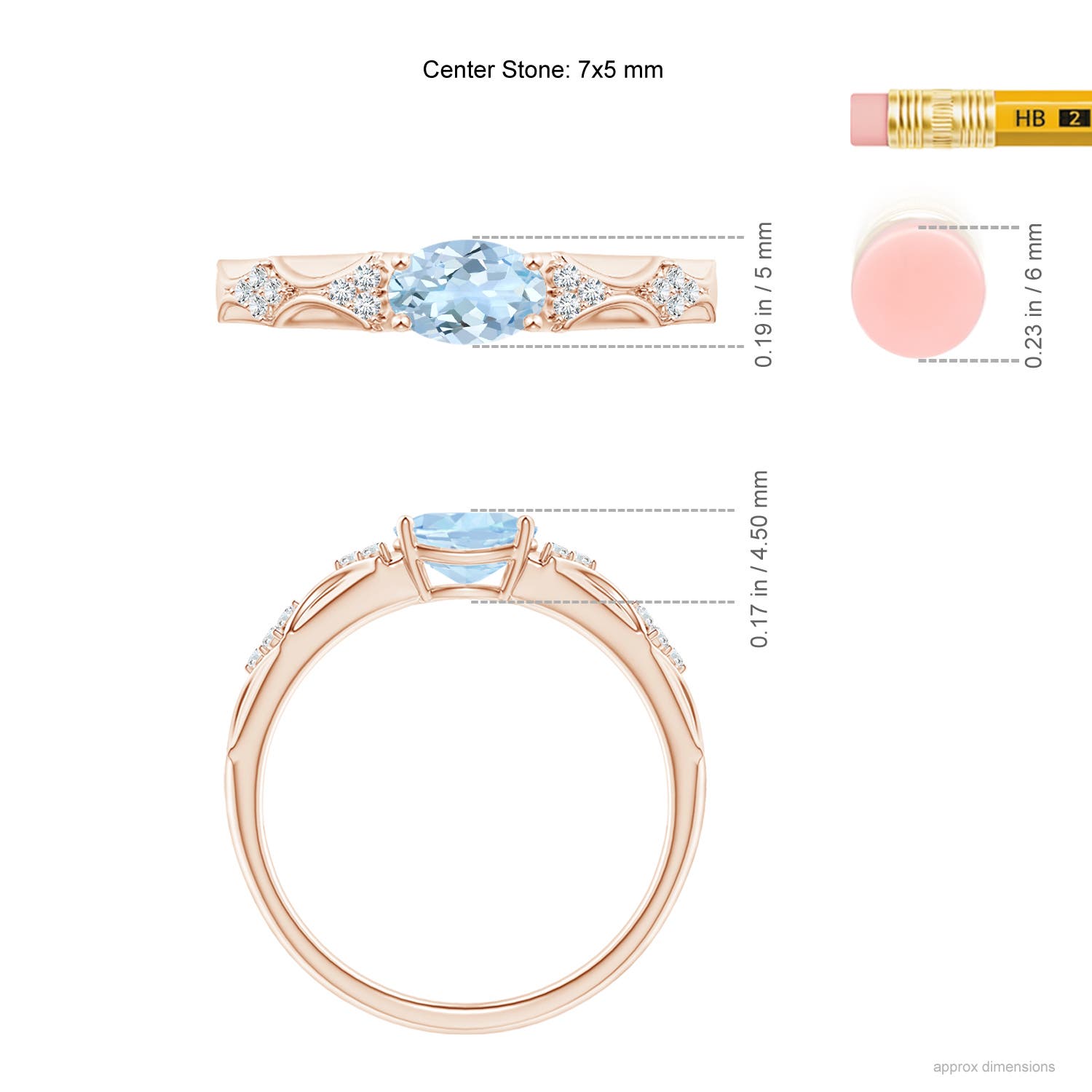 AA - Aquamarine / 0.64 CT / 14 KT Rose Gold