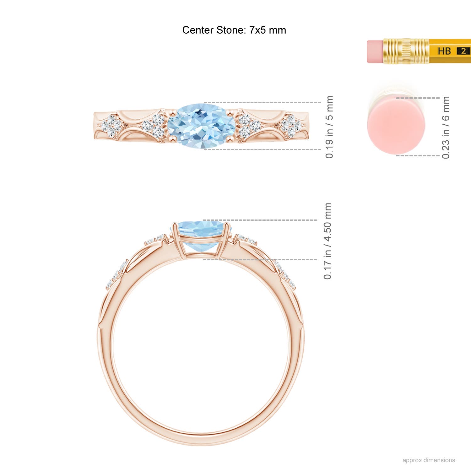 AAA - Aquamarine / 0.64 CT / 14 KT Rose Gold