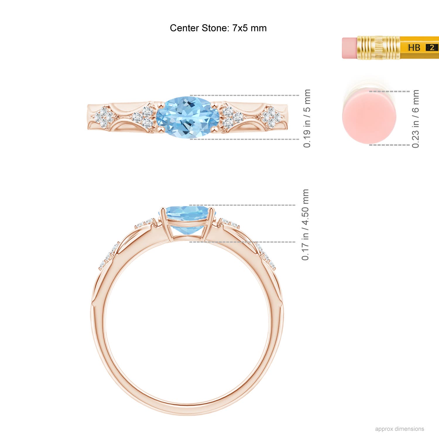 AAAA - Aquamarine / 0.64 CT / 14 KT Rose Gold