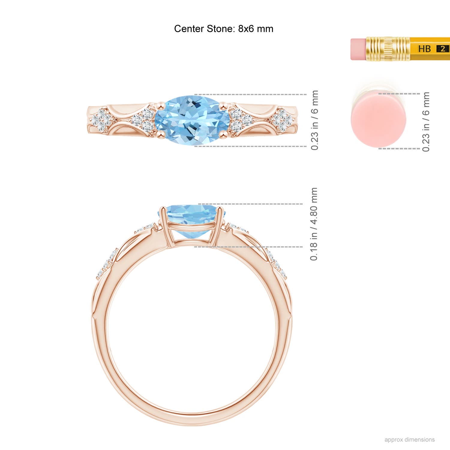 AAAA - Aquamarine / 1.07 CT / 14 KT Rose Gold