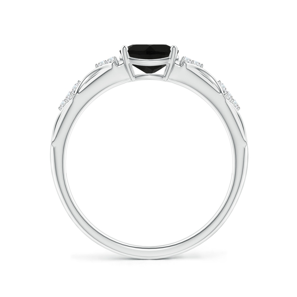7x5mm AAA Oval Black Onyx Vintage Style Ring with Diamond Accents in P950 Platinum - side_1