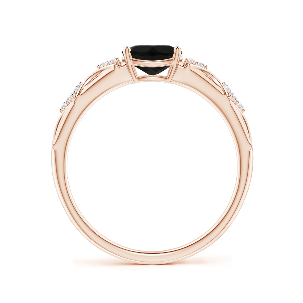7x5mm AAA Oval Black Onyx Vintage Style Ring with Diamond Accents in Rose Gold - side_1
