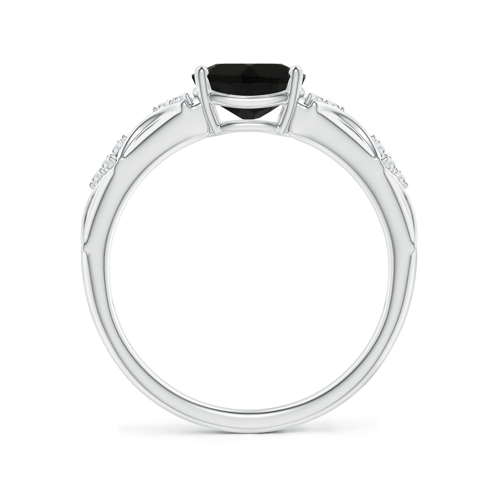 8x6mm AAA Oval Black Onyx Vintage Style Ring with Diamond Accents in White Gold Side-1