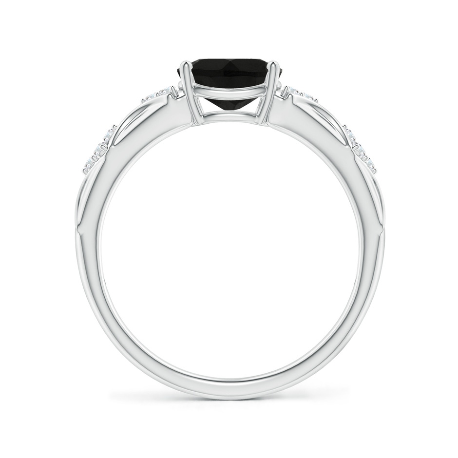 8x6mm AAA Oval Black Onyx Vintage Style Ring with Diamond Accents in White Gold side-1