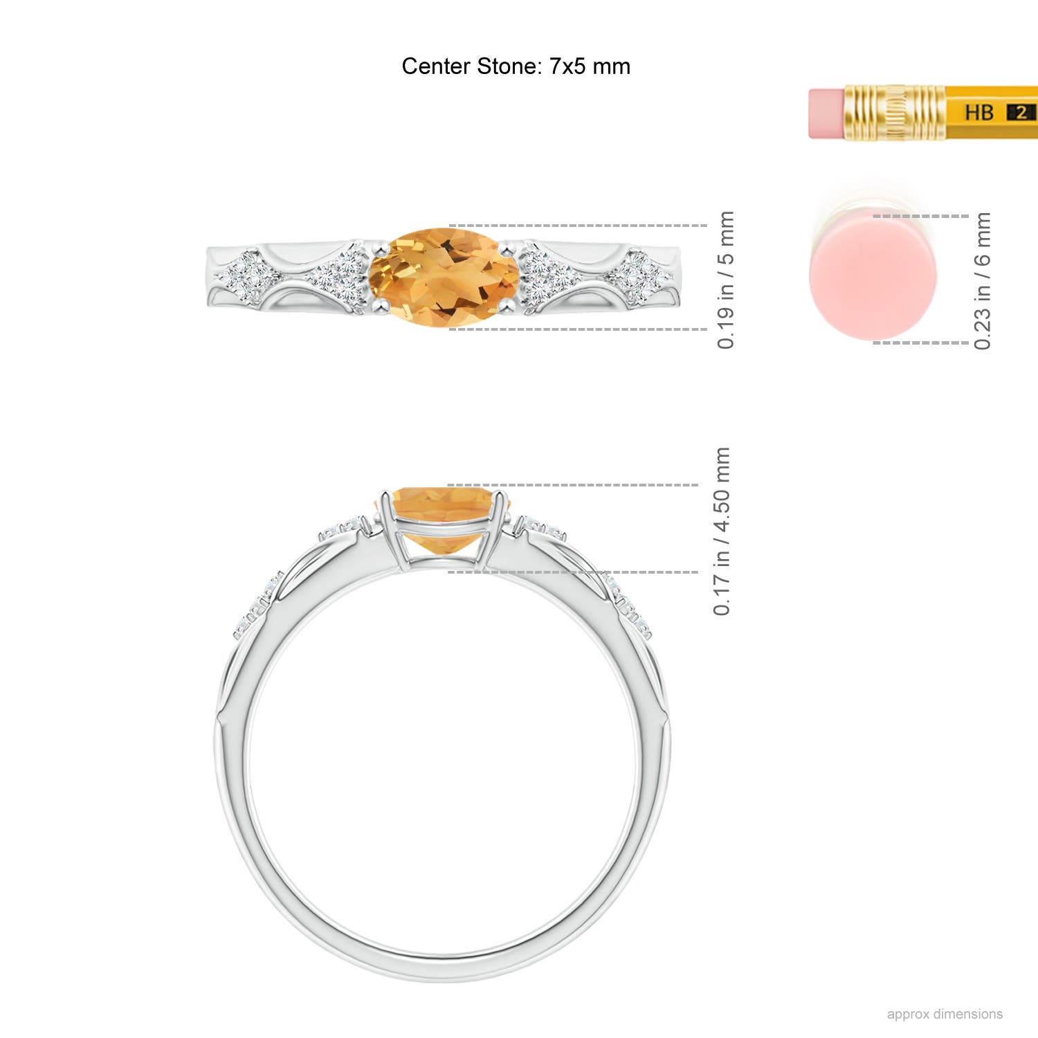 A - Citrine / 0.79 CT / 14 KT White Gold