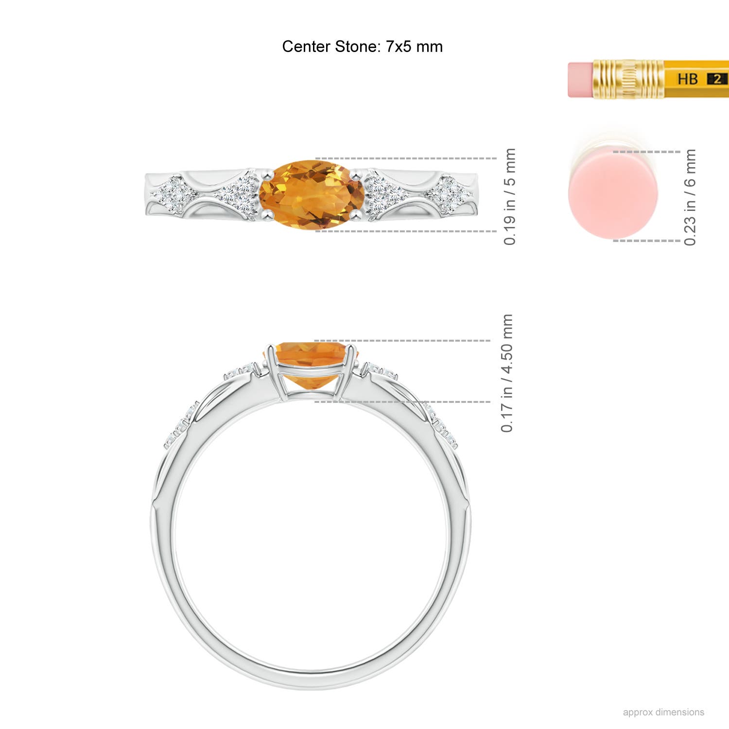 AA - Citrine / 0.79 CT / 14 KT White Gold