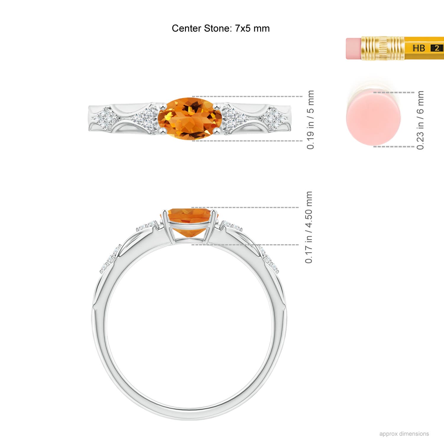 AAA - Citrine / 0.79 CT / 14 KT White Gold