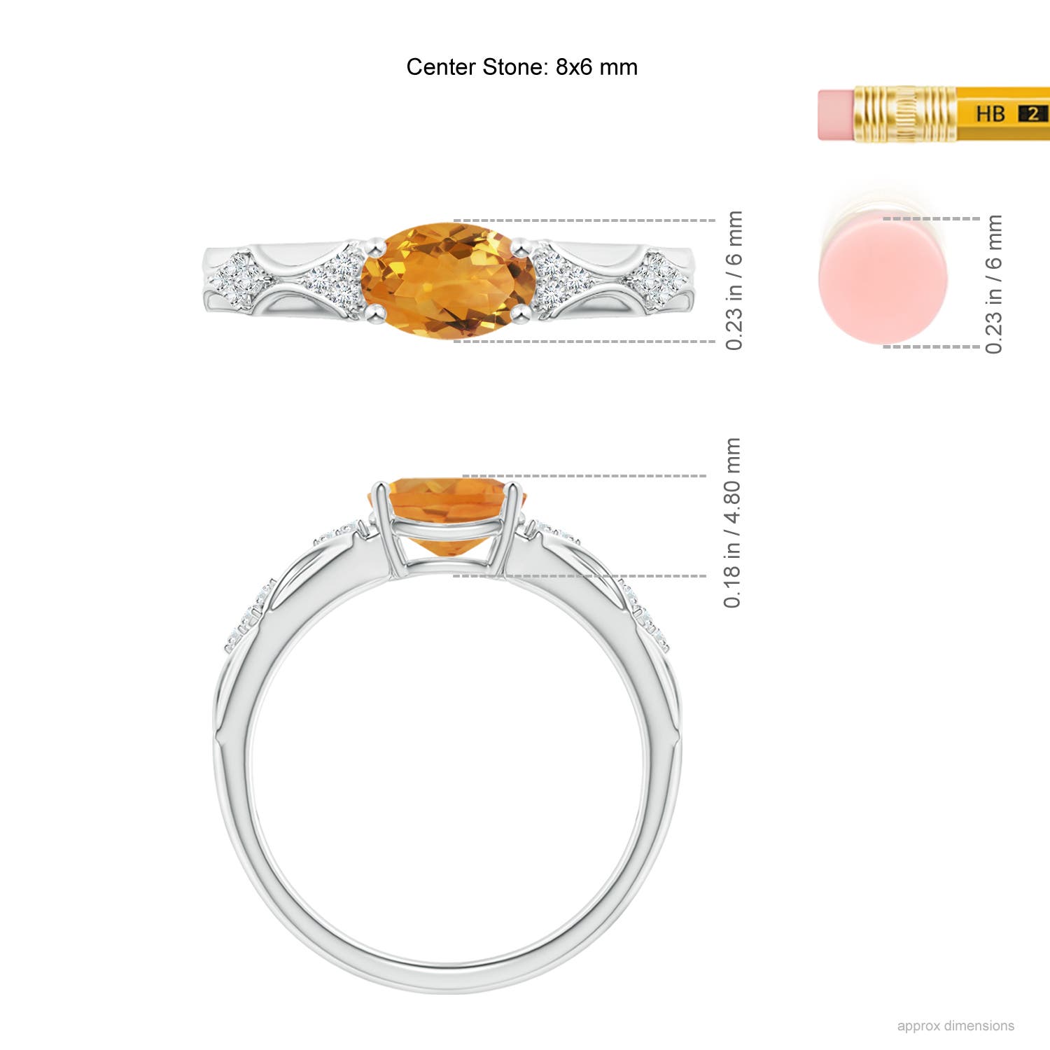 AA - Citrine / 1.17 CT / 14 KT White Gold