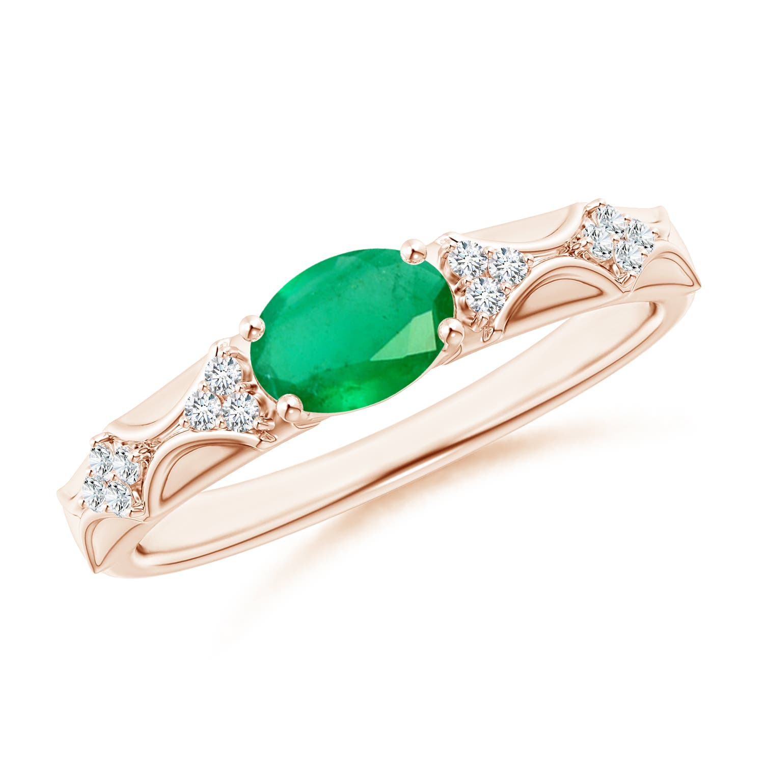 A - Emerald / 0.72 CT / 14 KT Rose Gold