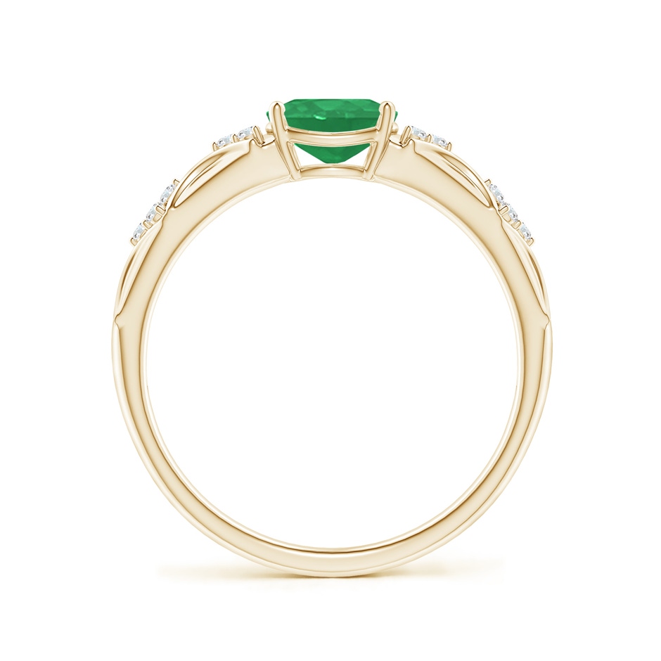 7x5mm A Oval Emerald Vintage Style Ring with Diamond Accents in Yellow Gold Side-1